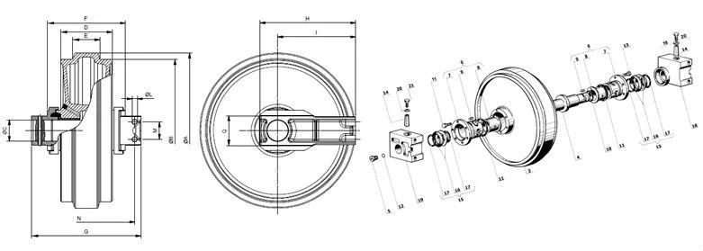 Sumitomo Excavator Sh200-3 Front Idler and Recoil Spring Assy